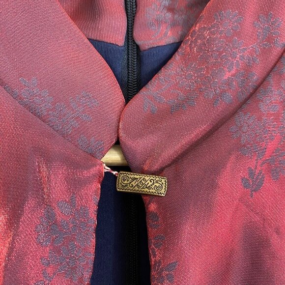 Vintage Harlow Nites Asian Brocade Maxi Dress Size 12 Sleeveless Evening Long - Picture 7 of 16